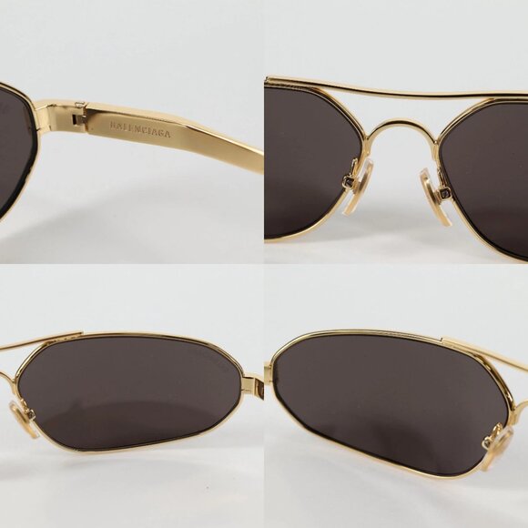 BALENCIAGA Sunglasses plastic Gold Auth am9066M